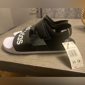 Adidas women Black and White Strap Sandals